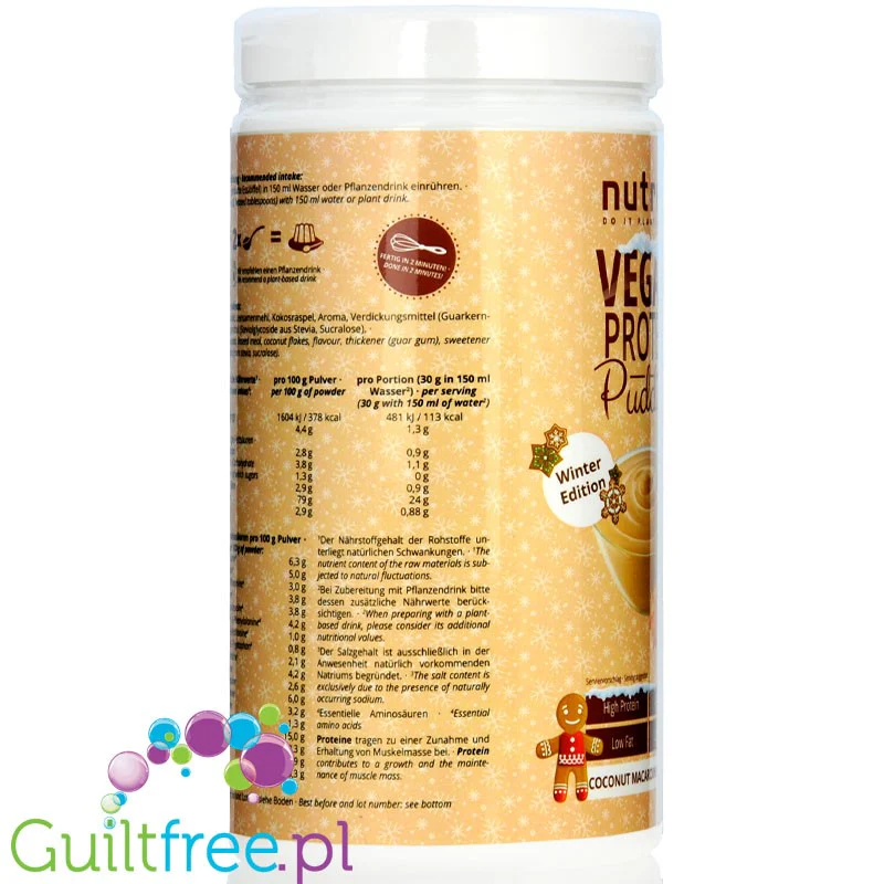 Nutri Plus Vegan Protein Pudding Coconut Macaroons - wegański proteinowy budyń bez cukru, Ciasteczka Kokosowe - Image 2