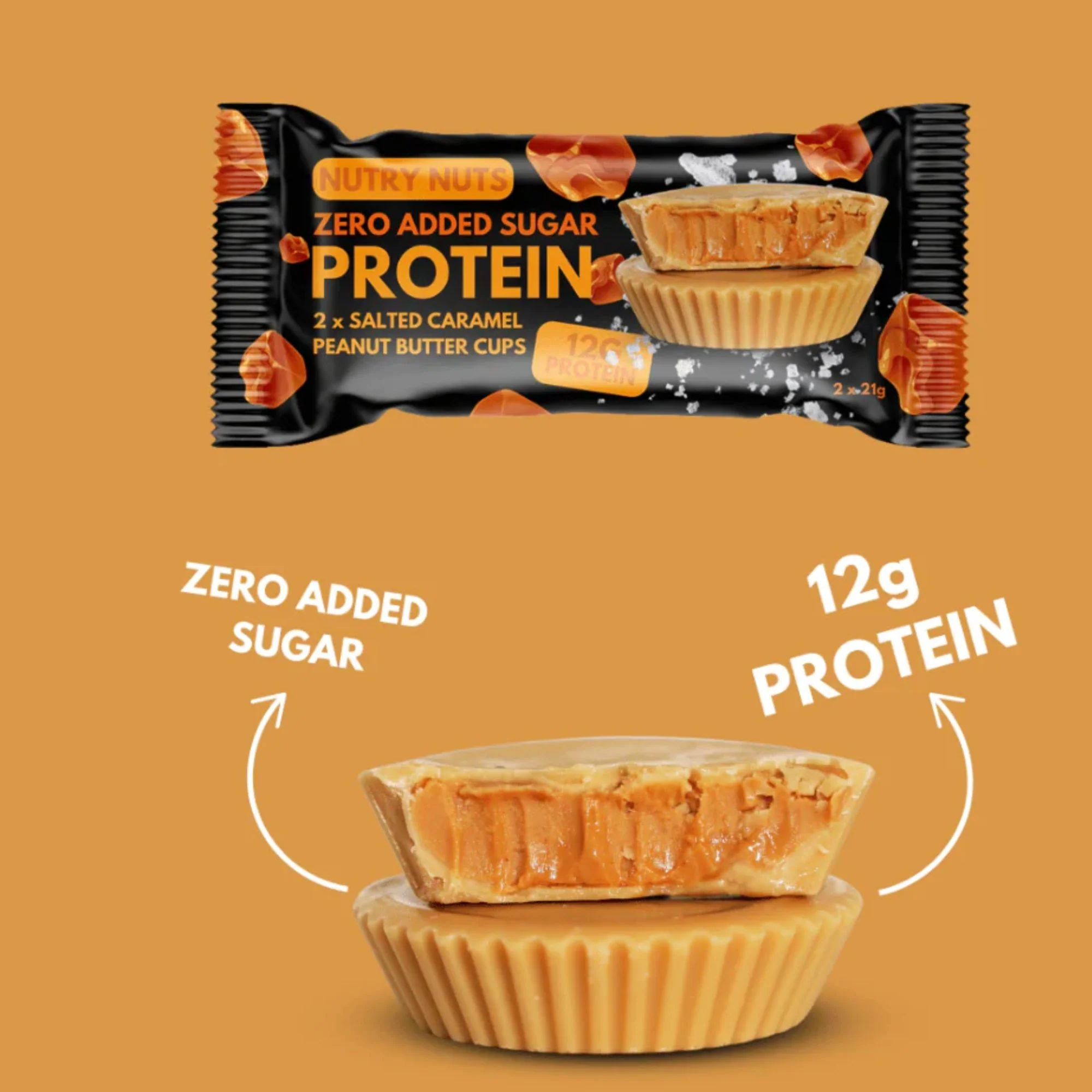 Nutry Nuts Peanut Butter Cups Salted Caramel - miseczki proteinowe 67% mniej cukru, Biała Czekolada & Masło Orzechowe - Image 2