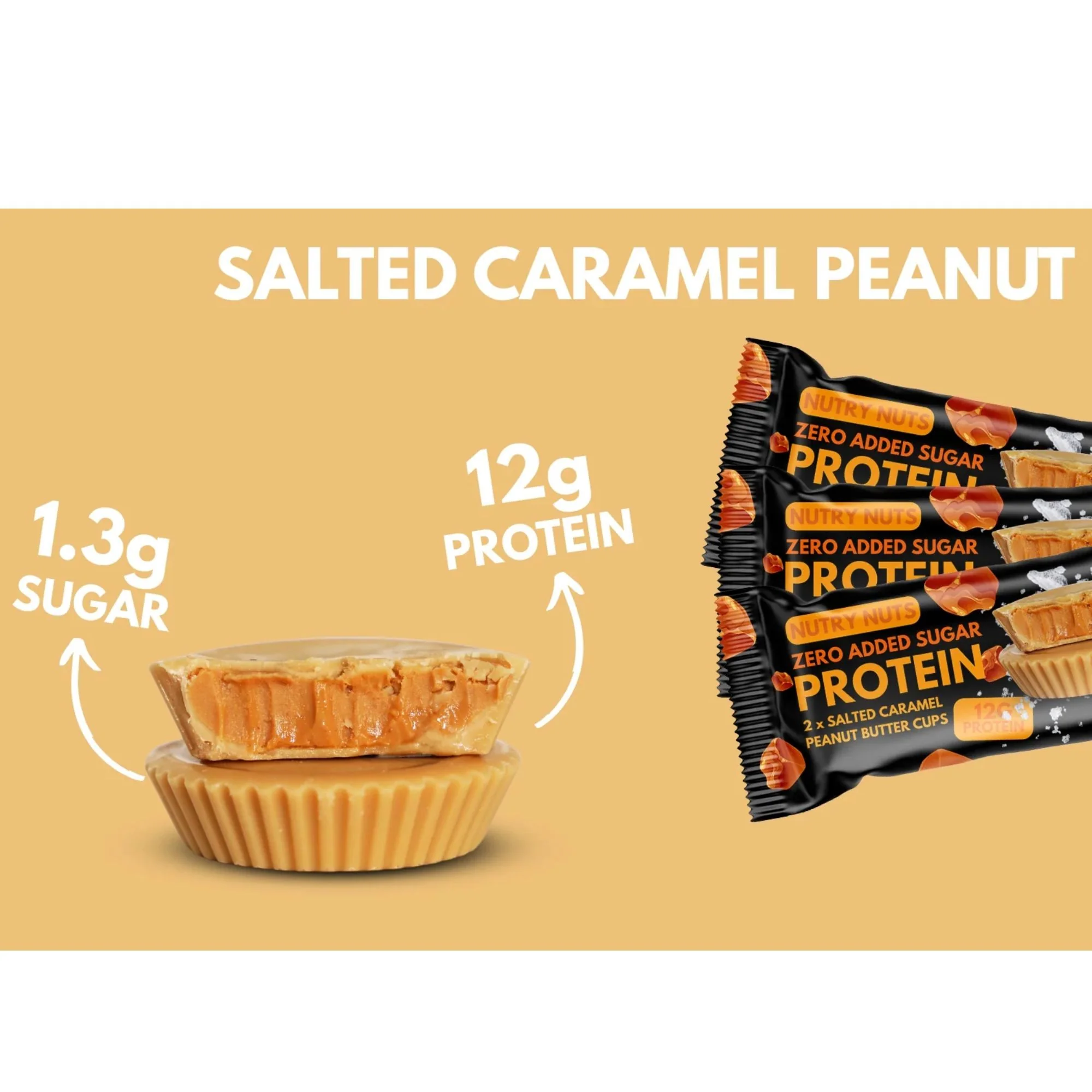 Nutry Nuts Peanut Butter Cups Salted Caramel - miseczki proteinowe 67% mniej cukru, Biała Czekolada & Masło Orzechowe - Image 3