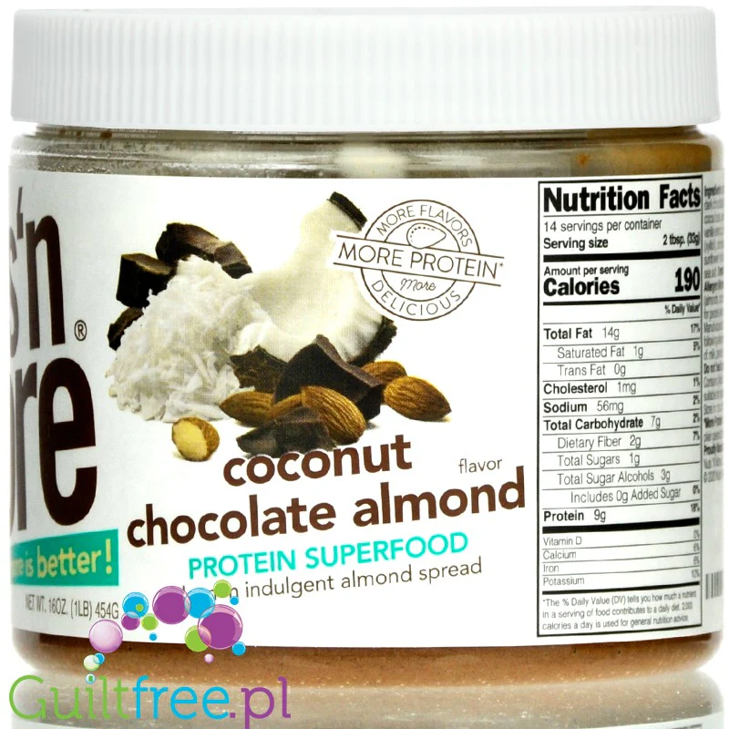 Nuts 'N More Chocolate Coconut Almond Butter - masło migdałowe z czekoladą i kokosem, z WPI i ksylitolem - Image 3