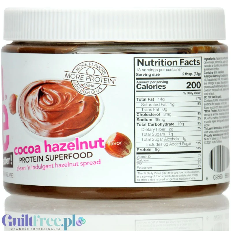 Nuts 'N More Hazelnut Cocoa - masło laskowe 25% białka z WPI, ksylitolem i ciemną czekoladą - Image 4