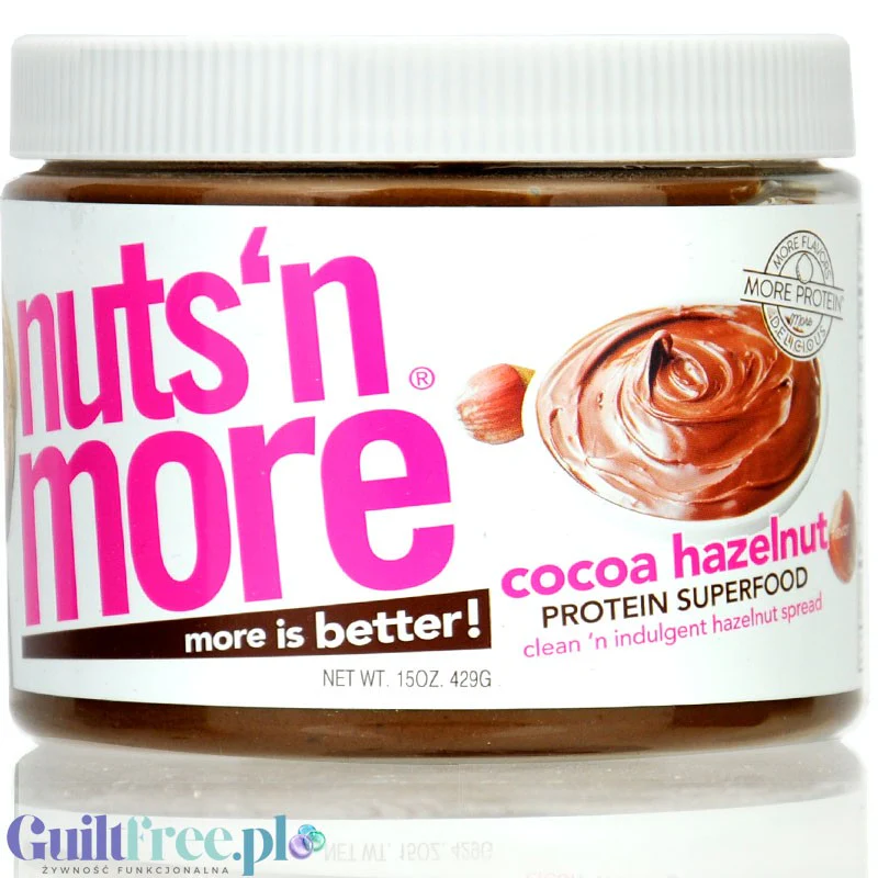 Nuts 'N More Hazelnut Cocoa - masło laskowe 25% białka z WPI, ksylitolem i ciemną czekoladą - Image 5