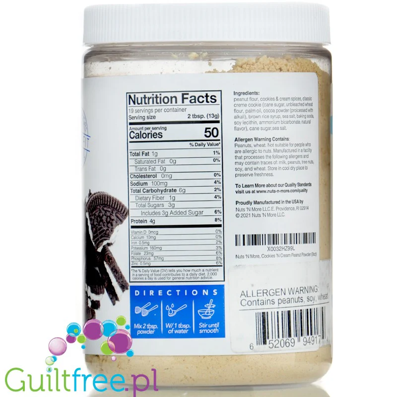 Nuts 'N More Peanut Powder Cookies 'n Cream - masło orzechowe 87% mniej tłuszczu z kawałkami ciasteczek - Image 2