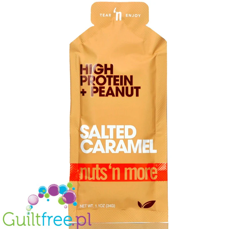Nuts 'N More Salted Caramel - masło orzechowe z WPI i ksylitolem, tubka squeeze pack - Image 2