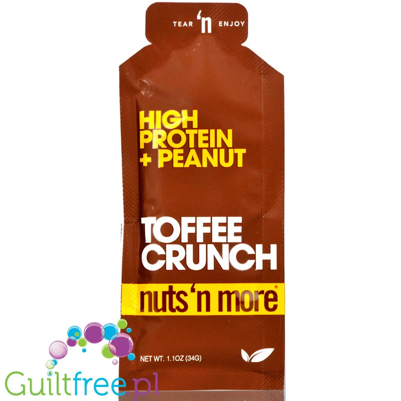 Nuts 'N More Toffee Crunch - masło orzechowe z WPI i ksylitolem, tubka squeeze pack