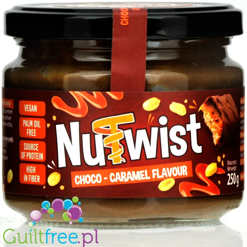 Nutura NuTwist Choco Caramel - orzechowy wegański krem bez kakao i bez cukru, smak Batonik Czekoladowo-Karmelowy