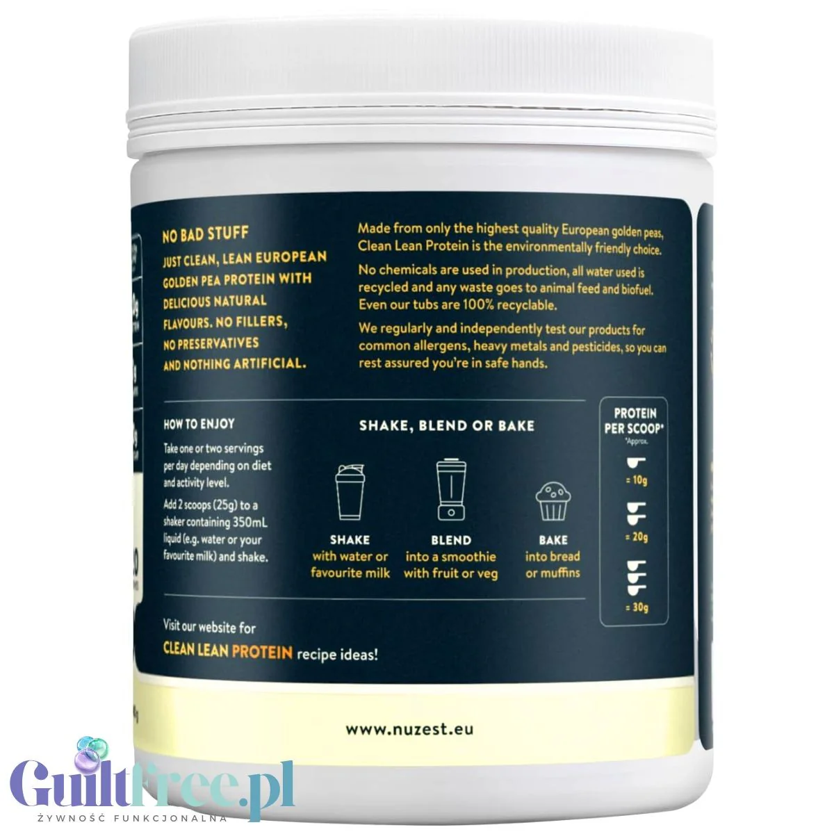Nuzest Clean Lean Protein Smooth Vanilla 0,5kg - wegańska odżywka białkowa o wspaniałym składzie na bazie europejskiego grochu - Image 2