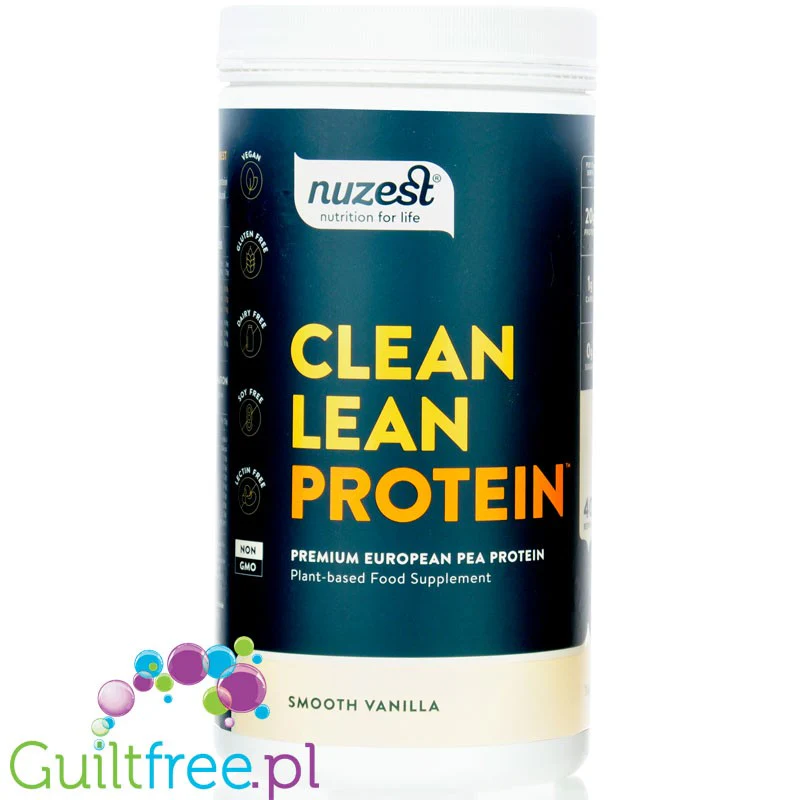 Nuzest Clean Lean Protein Smooth Vanilla 1kg - wegańska odżywka białkowa o wspaniałym składzie na bazie europejskiego grochu