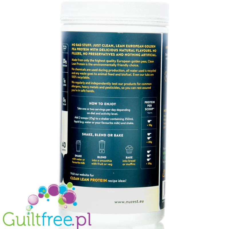Nuzest Clean Lean Protein Smooth Vanilla 1kg - wegańska odżywka białkowa o wspaniałym składzie na bazie europejskiego grochu - Image 3