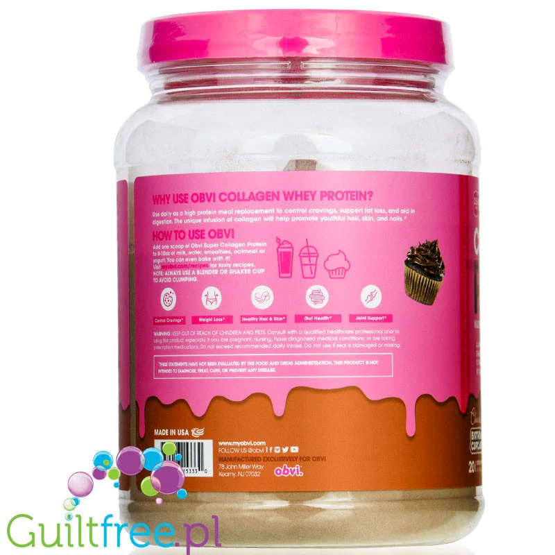 Obvi Collagen Protein Chocolate Birthday Cupcakes - substytut posiłku kolagen & WPC 120kcal 20g białka - Image 3