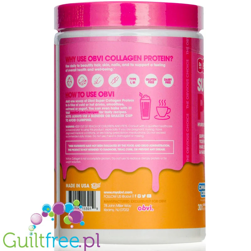 Obvi Super Collagen Protein Cinnamon Cereal - 35kcal & 9g białka, keto kolagen bez cukru z witaminami i minerałami - Image 3