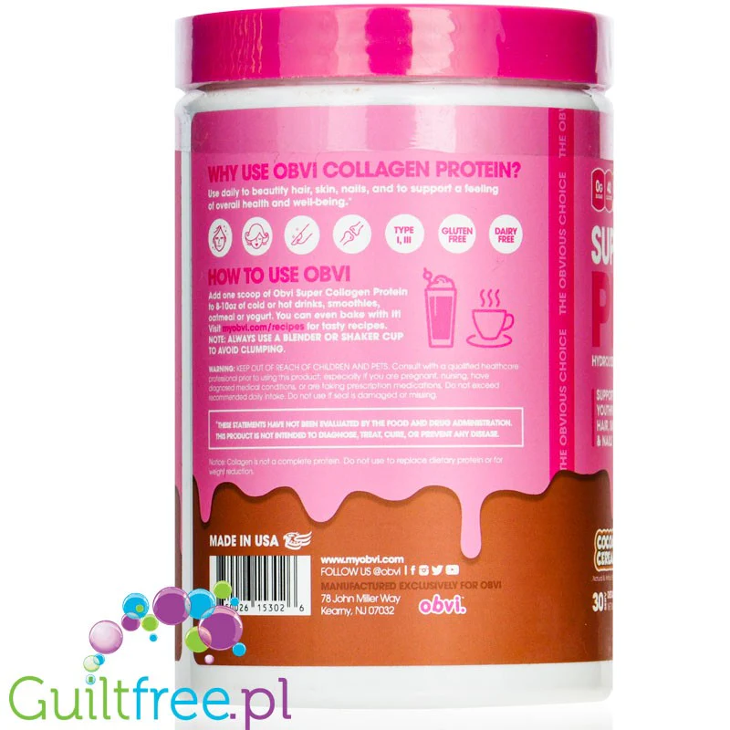 Obvi Super Collagen Protein Cocoa Cereal - 40kcal & 9g białka, keto kolagen bez cukru z witaminami i minerałami - Image 3
