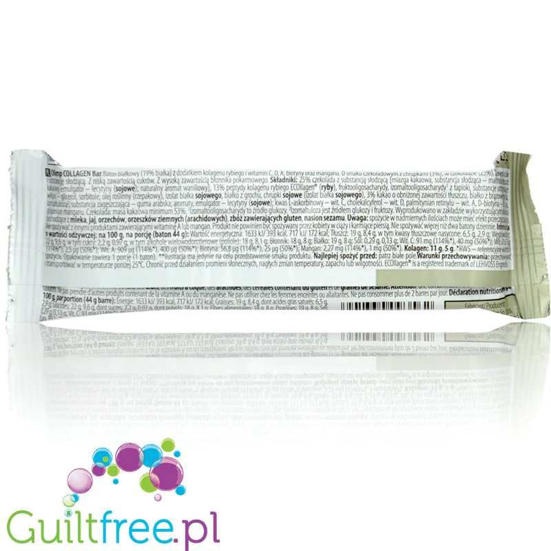 Olimp Collagen Protein Bar Chocolate - baton proteinowy z rybim kolagenem, biotyną i witaminą C, smak Czekolada - Image 2