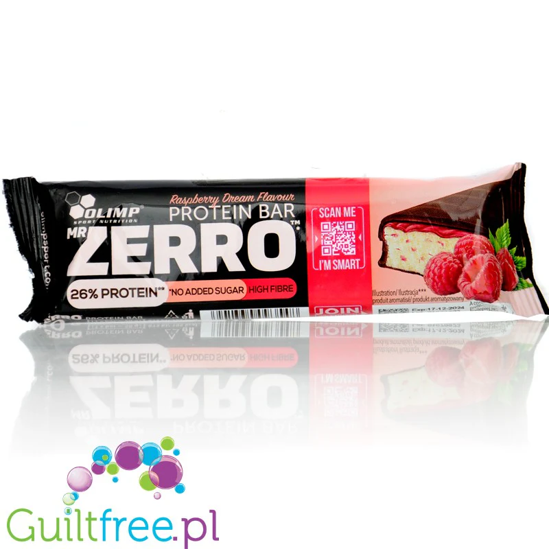 Olimp Mr Zerro Protein Bar Raspberry Dream - baton proteinowy z witaminami, z malinami i czekoladą