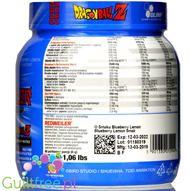 Olimp Redweiler Blueberry Madness 480g preworkout - Image 3