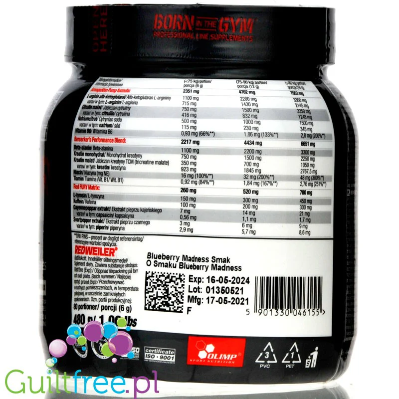Olimp Redweiler Red Punch 480g preworkout - Image 2