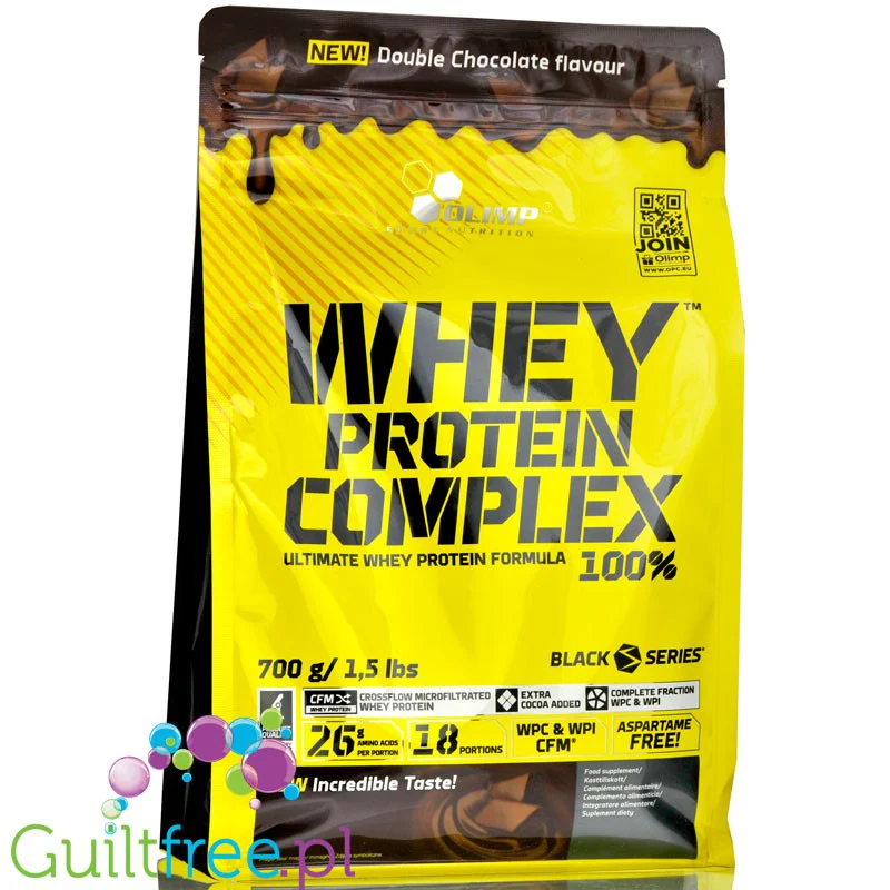 Olimp Whey Protein Complex 100% 0,7 kg Double Chocolate, odżywka proteinowa (smak Podwójnie Czekoladowy)