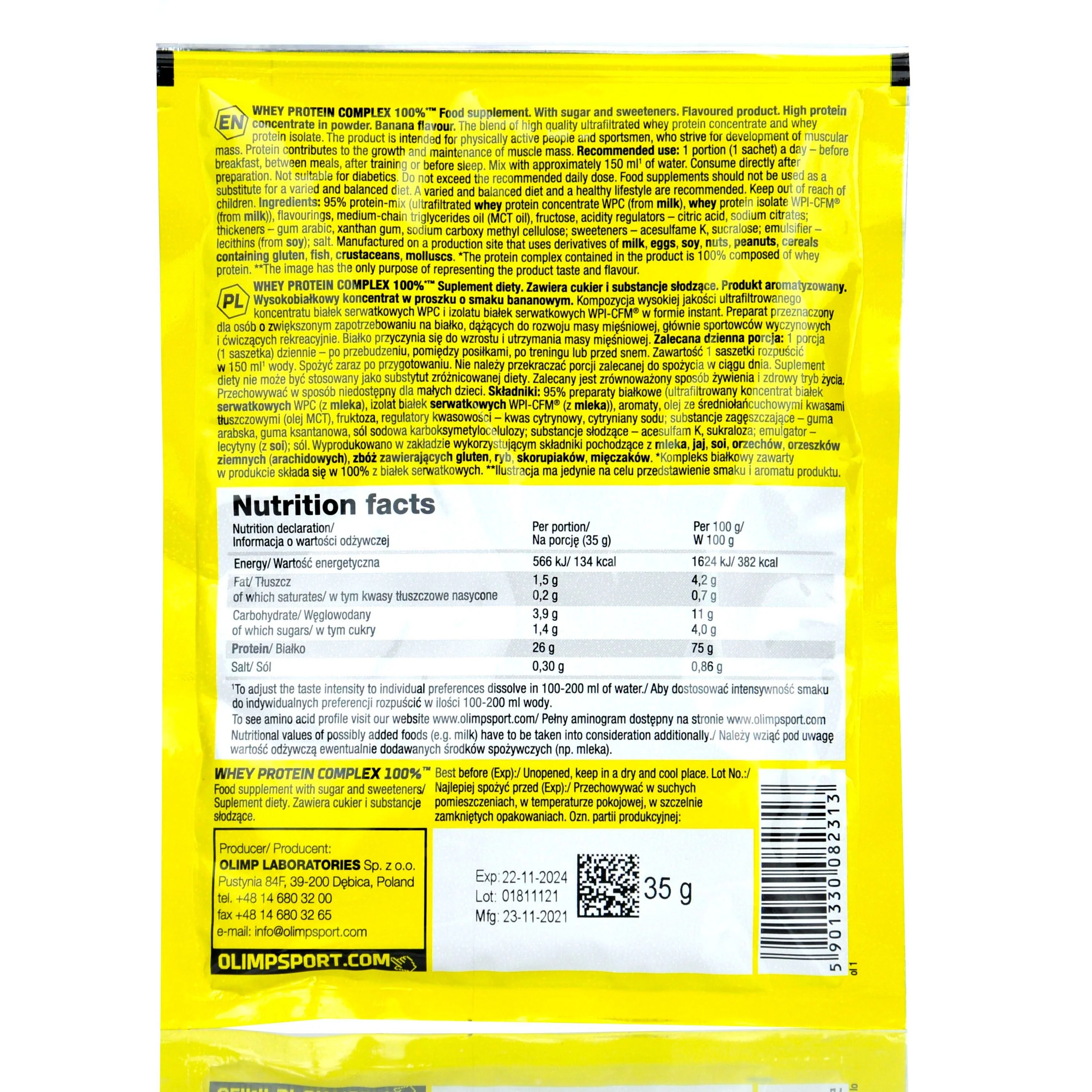 Olimp Whey Protein Complex Blueberry, saszetka, odżywka białkowa o smaku jagodowym - Image 2
