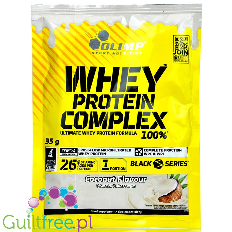 Olimp Whey Protein Complex Coconut, saszetka, odżywka białkowa o smaku kokosowym
