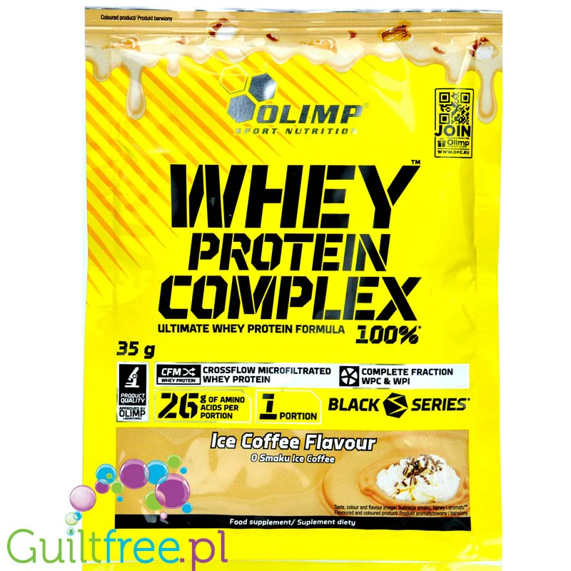 Olimp Whey Protein Complex Ice Coffee, saszetka, odżywka białkowa o smaku kawowym
