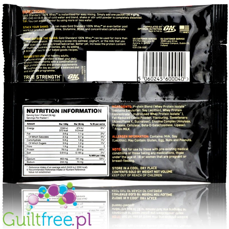 Optimum Nutrition, Whey Gold Standard 100%, Double Rich Chocolate, saszetka - Image 2