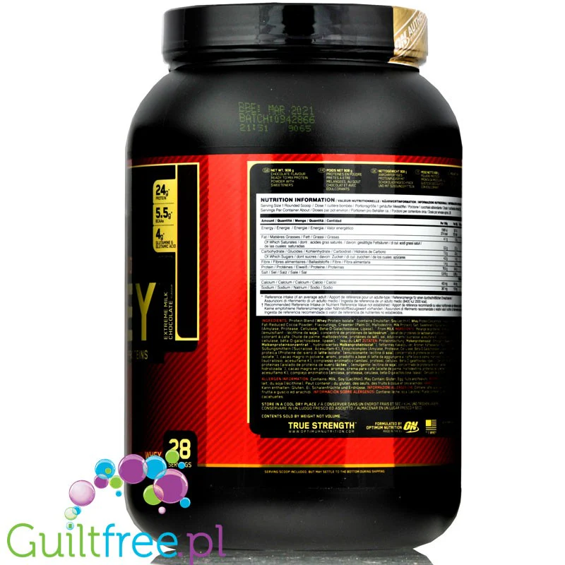Optimum Nutrition, Whey Gold Standard 100% Extreme Milk Chocolate, odżywka 0,9kg - Image 3