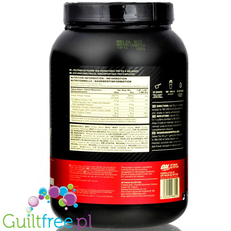 Optimum Nutrition, Whey Gold Standard Unflavored - bezsmakowa odżywka niearomatyzowana bez cukru i słodzików - Image 2