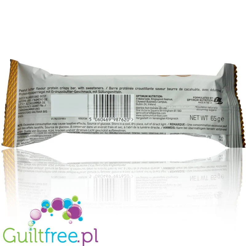 Optimum Protein Crisp Bar Peanut Butter - chrupiący baton białkowy, Masło Orzechowe & Ciemna Czekolada - Image 3