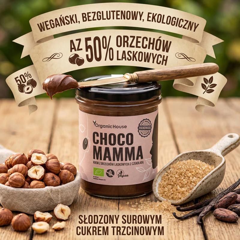 Organic House Chocco Mamma - ekologiczny krem z orzechów laskowych i kakao bez oleju palowego i laktozy - Image 2