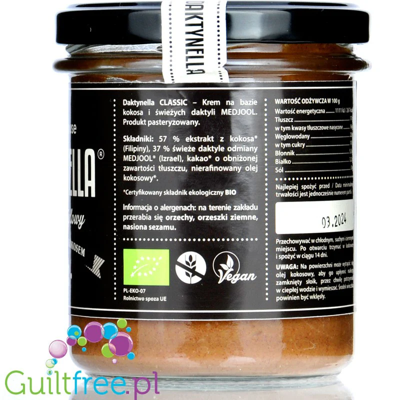 Organic House Daktynella Classic 280g - klasyczny krem daktylowo-kokosowy bez dodatku cukru, wegański & organiczny - Image 2