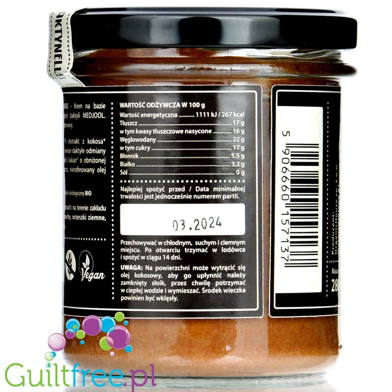 Organic House Daktynella Classic 280g - klasyczny krem daktylowo-kokosowy bez dodatku cukru, wegański & organiczny - Image 3