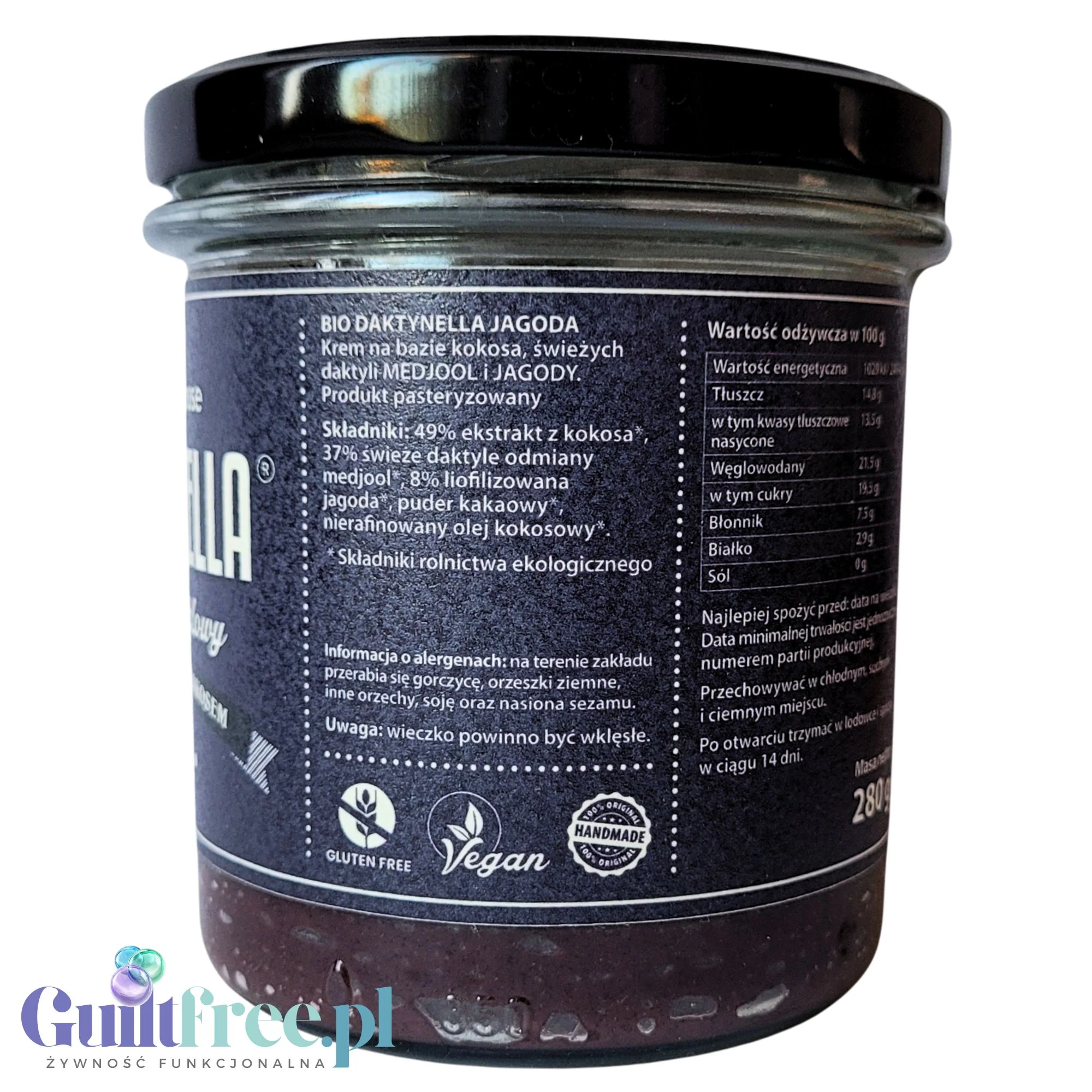 Organic House Daktynella Jagoda 280g - jagodowy krem daktylowo-kokosowy bez dodatku cukru, wegański & organiczny - Image 7