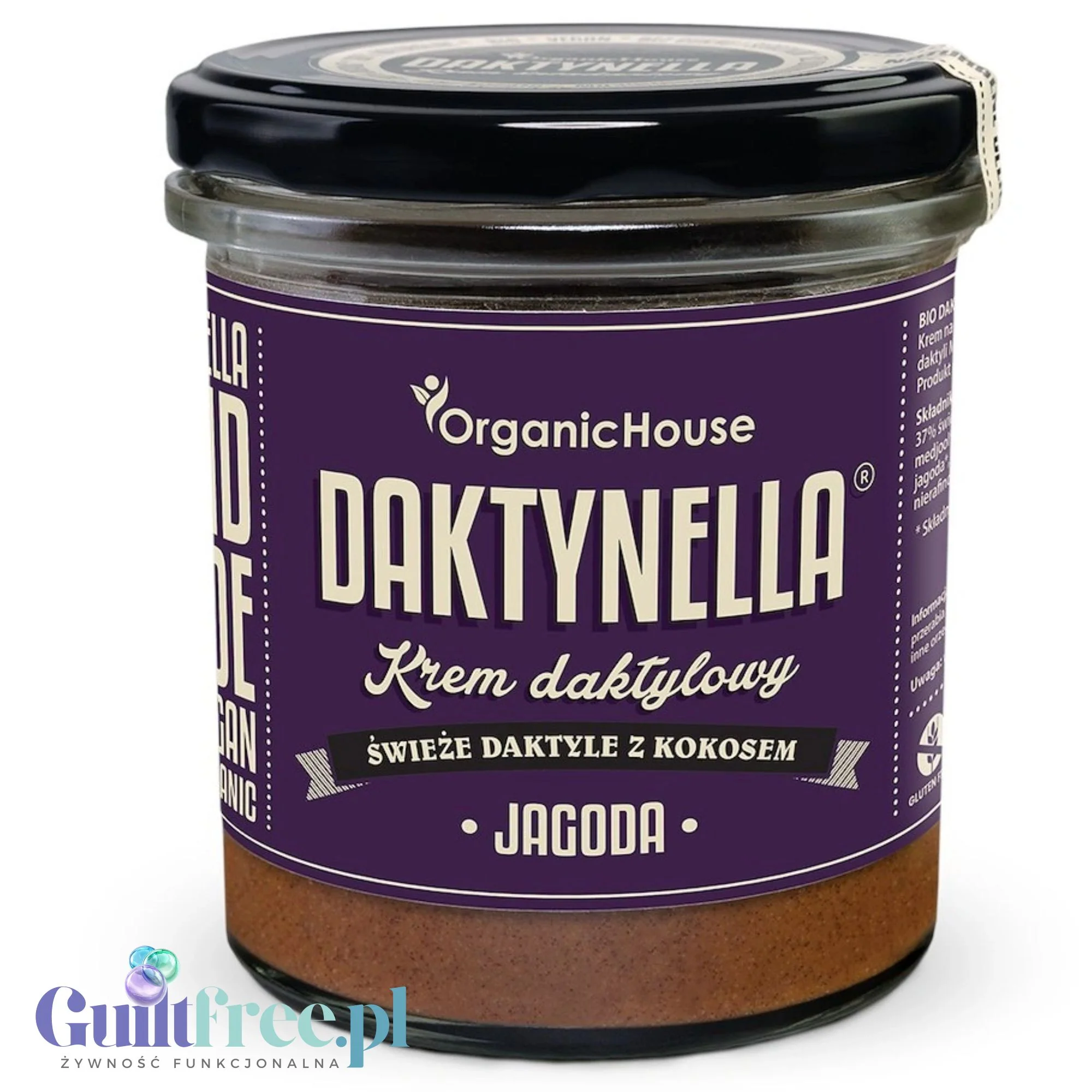 Organic House Daktynella Jagoda 280g - jagodowy krem daktylowo-kokosowy bez dodatku cukru, wegański & organiczny - Image 8