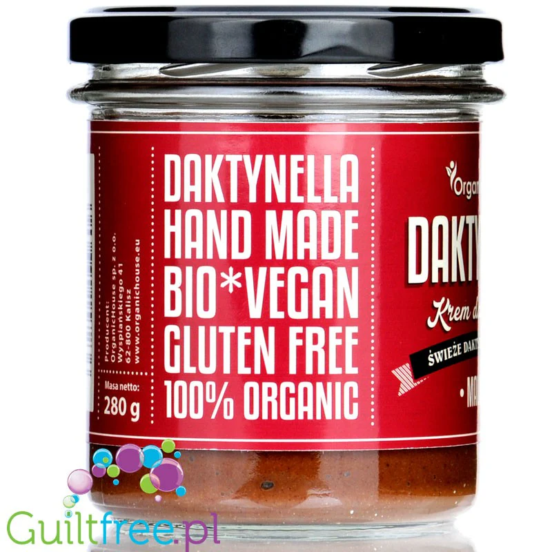 Organic House Daktynella Malina 280g - malinowy krem daktylowo-kokosowy bez dodatku cukru, wegański & organiczny - Image 2