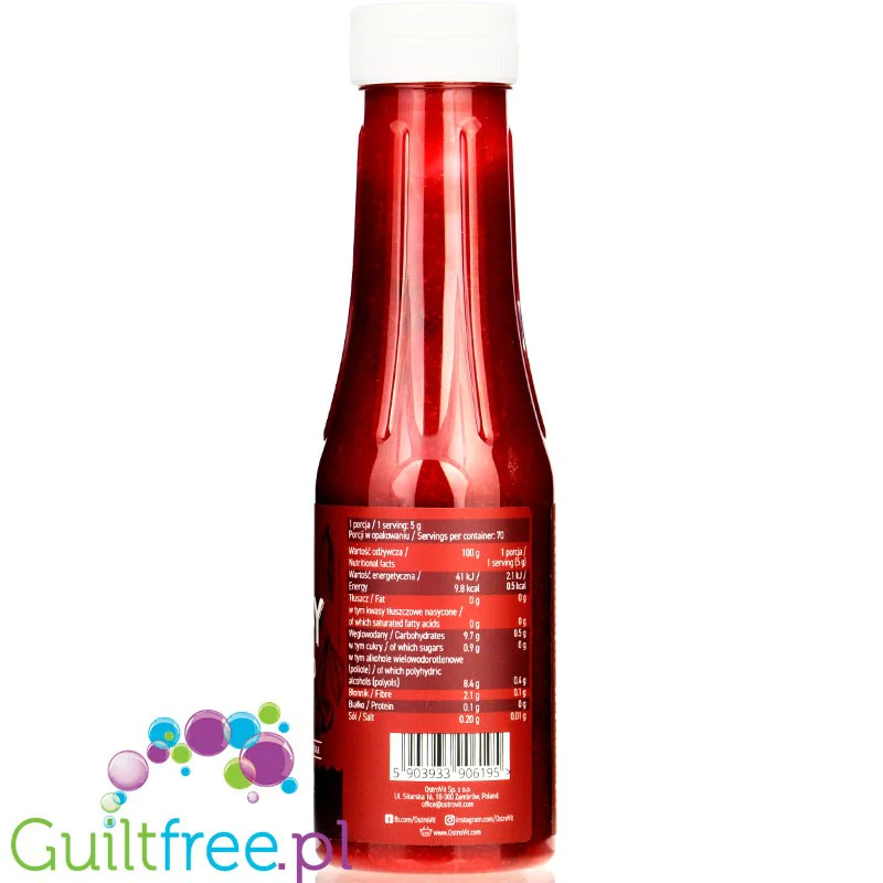 Ostrovit Cherry Sauce - bardzo gęsty syrop bez cukru o smaku wiśniowym 9kcal - Image 2