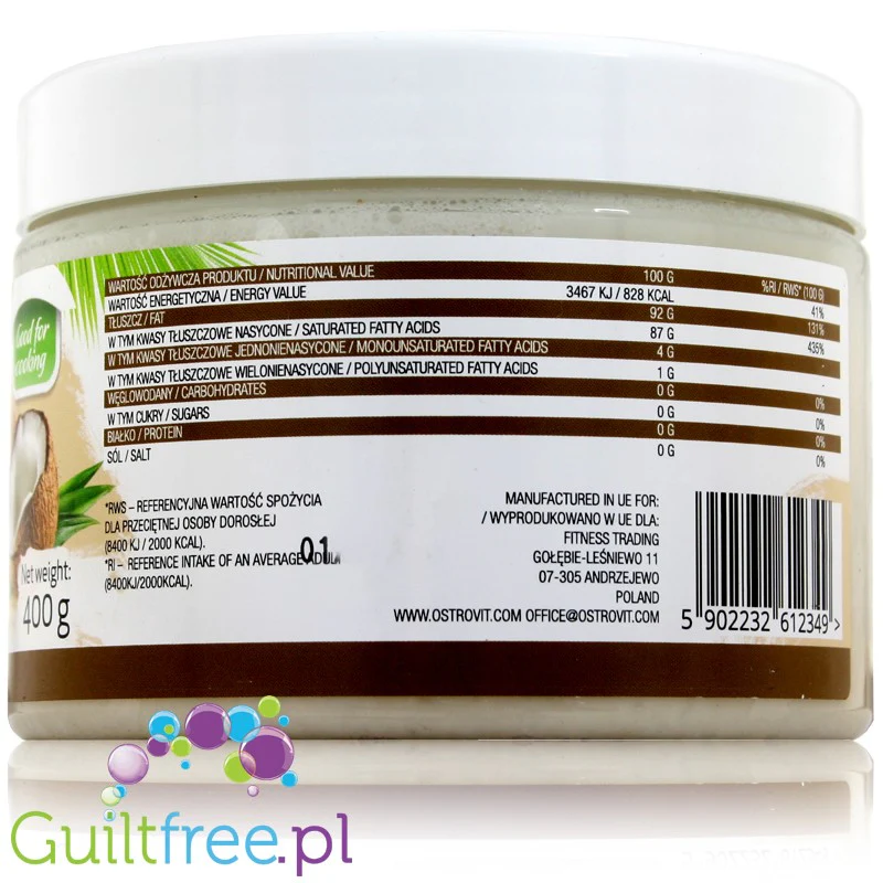 OstroVit Coconut Oil Extra Virgin 0,4KG - nierafinowany olej kokosowy - Image 3