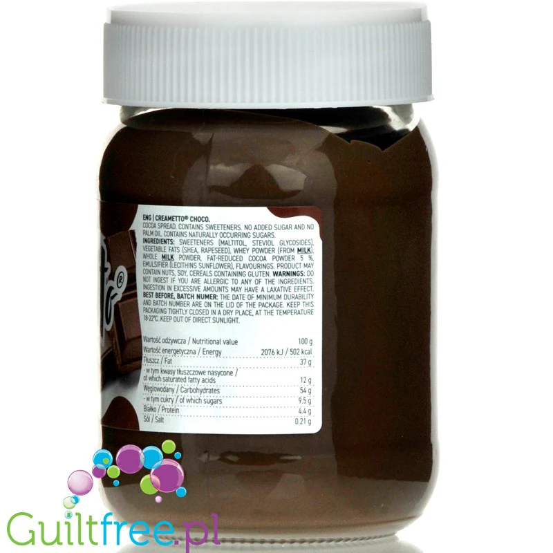 Creametto Choco - krem czekoladowy bez dodatku cukru - Image 3