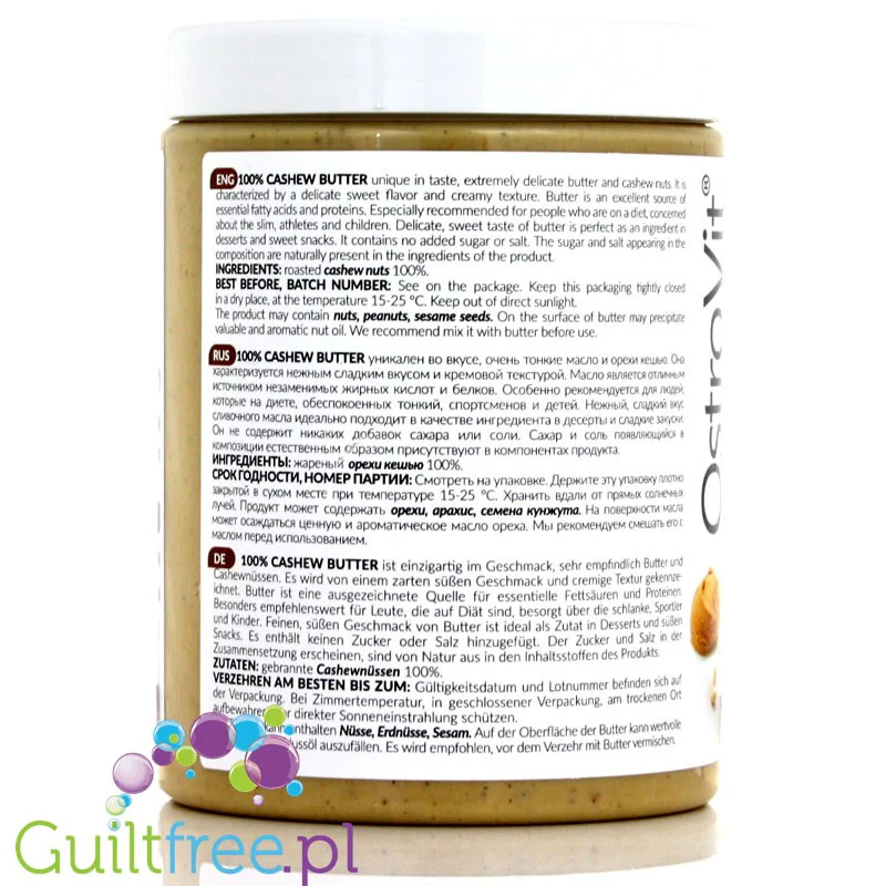 Ostrovit czyste Masło z Nerkowców Cashew Smooth 1kg bez cukru i soli - Image 3
