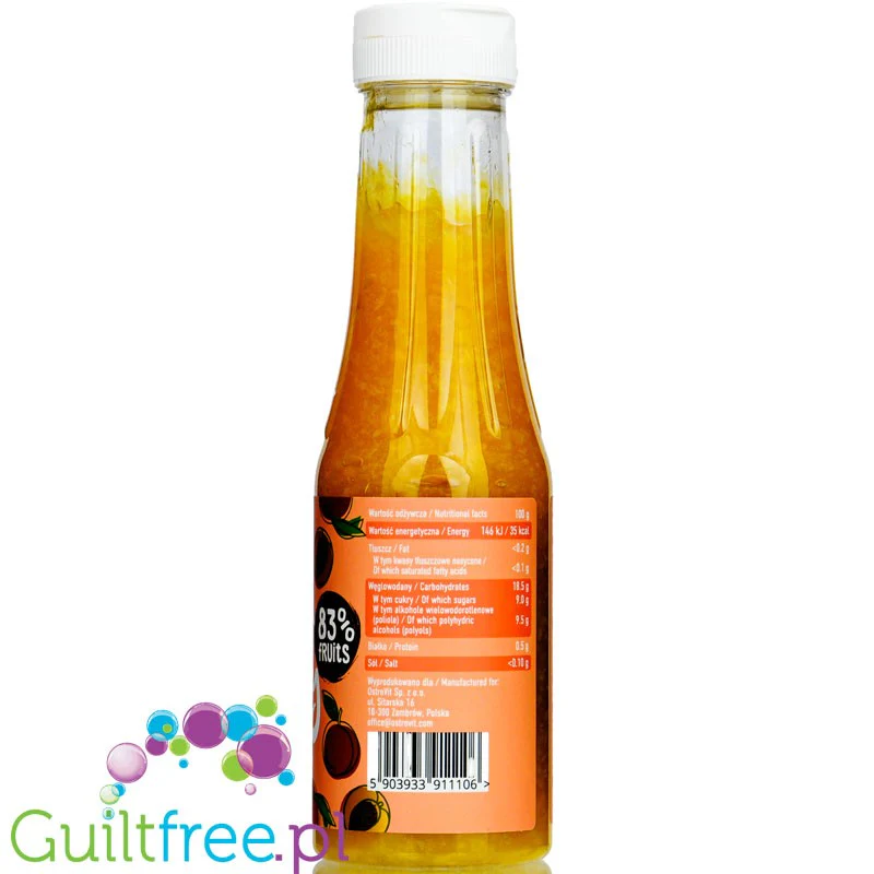OstroVit Jelly Squeeze Peach - gęsta polewa frużelinowa bez dodatku cukru, owoce w żelu, Brzoskwinia - Image 2