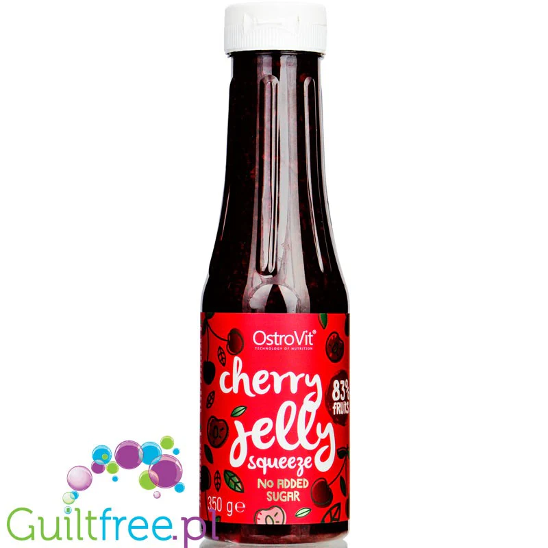 OstroVit Jelly Squeeze Cherry - gęsta polewa frużelinowa bez dodatku cukru, owoce w żelu, Wiśnia