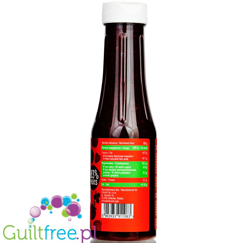 OstroVit Jelly Squeeze Cherry - gęsta polewa frużelinowa bez dodatku cukru, owoce w żelu, Wiśnia - Image 3