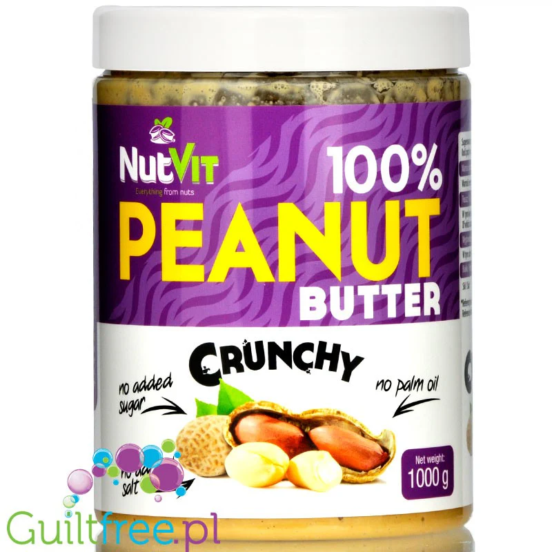 OstroVit NutVit Peanut Crunchy - czyste masło orzechowe z kawałkami orzechów 1KG - Image 2
