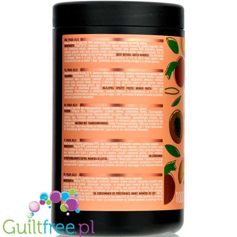 Ostrovit Peach Jelly - frużelina brzoskwiniowa bez dodatku cukru, brzoskwinie w żelu 92% owoców duże kawałki owoców - Image 2