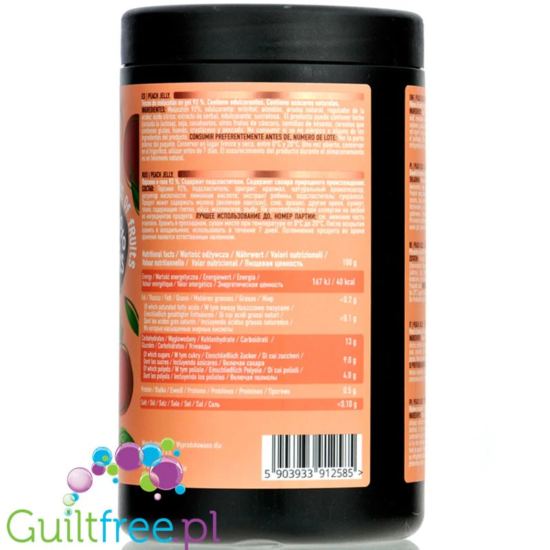 Ostrovit Peach Jelly - frużelina brzoskwiniowa bez dodatku cukru, brzoskwinie w żelu 92% owoców duże kawałki owoców - Image 3