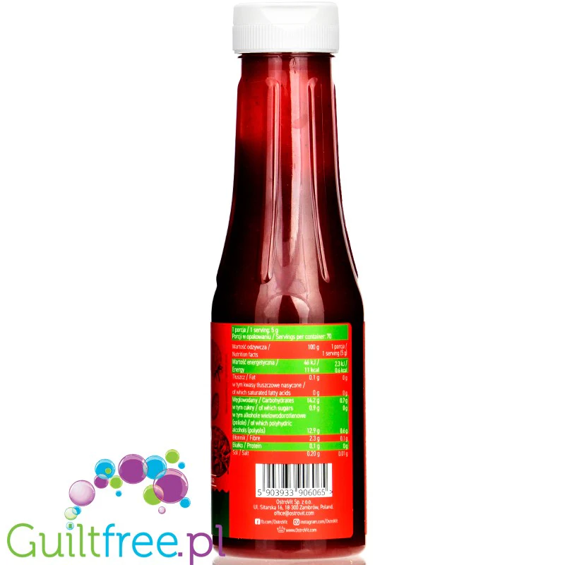 Ostrovit Strawberry Sauce - bardzo gęsty syrop bez cukru o smaku truskawkowym 11kcal - Image 3