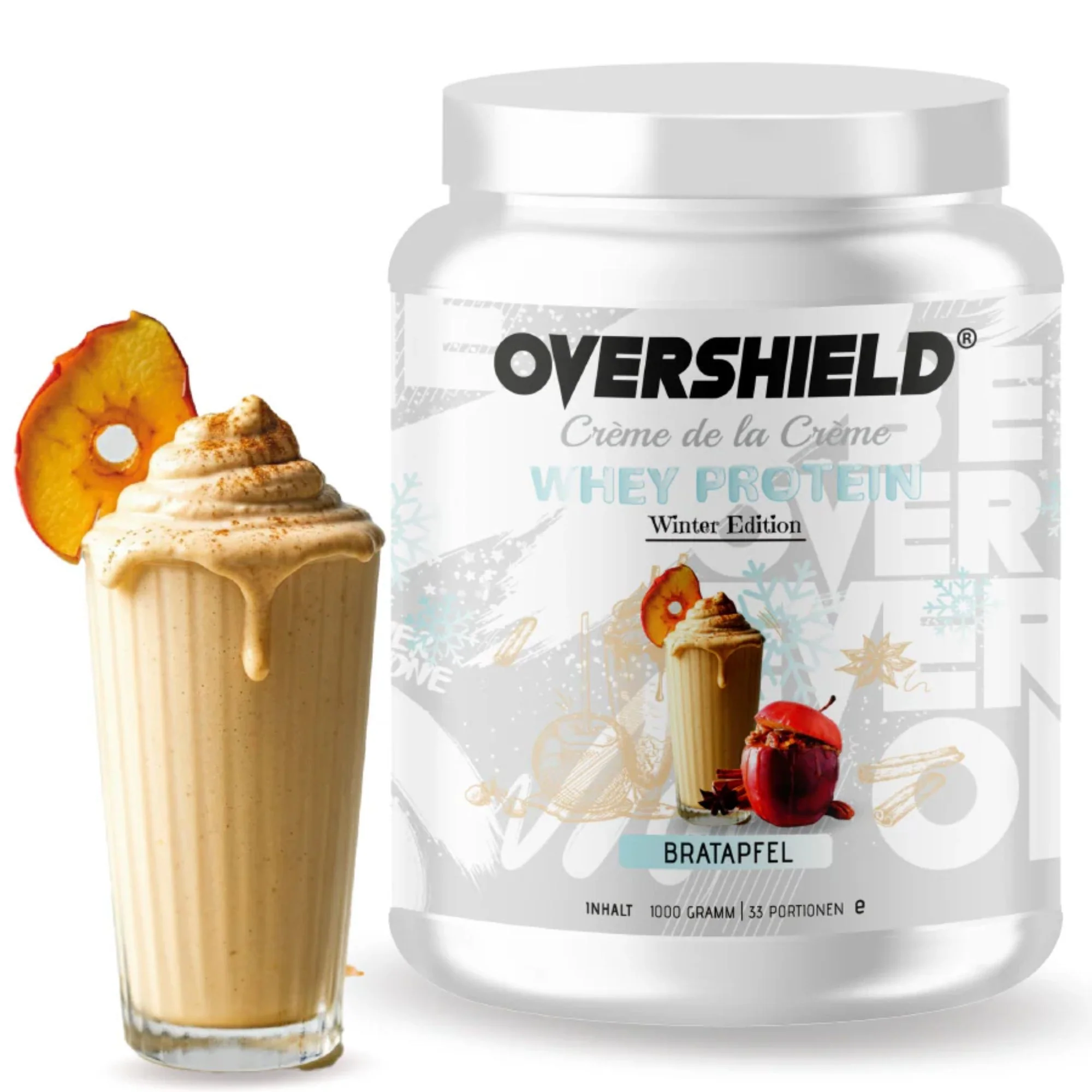 Overshield Crème de la Crème Whey Bratapfel - kremowe deserowe białko, odżywka WPC & WPI smak Pieczone Jabłko - Image 3