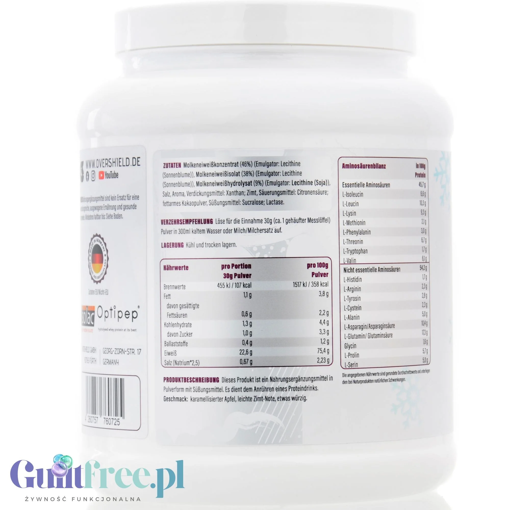 Overshield Crème de la Crème Whey Bratapfel - kremowe deserowe białko, odżywka WPC & WPI smak Pieczone Jabłko - Image 4
