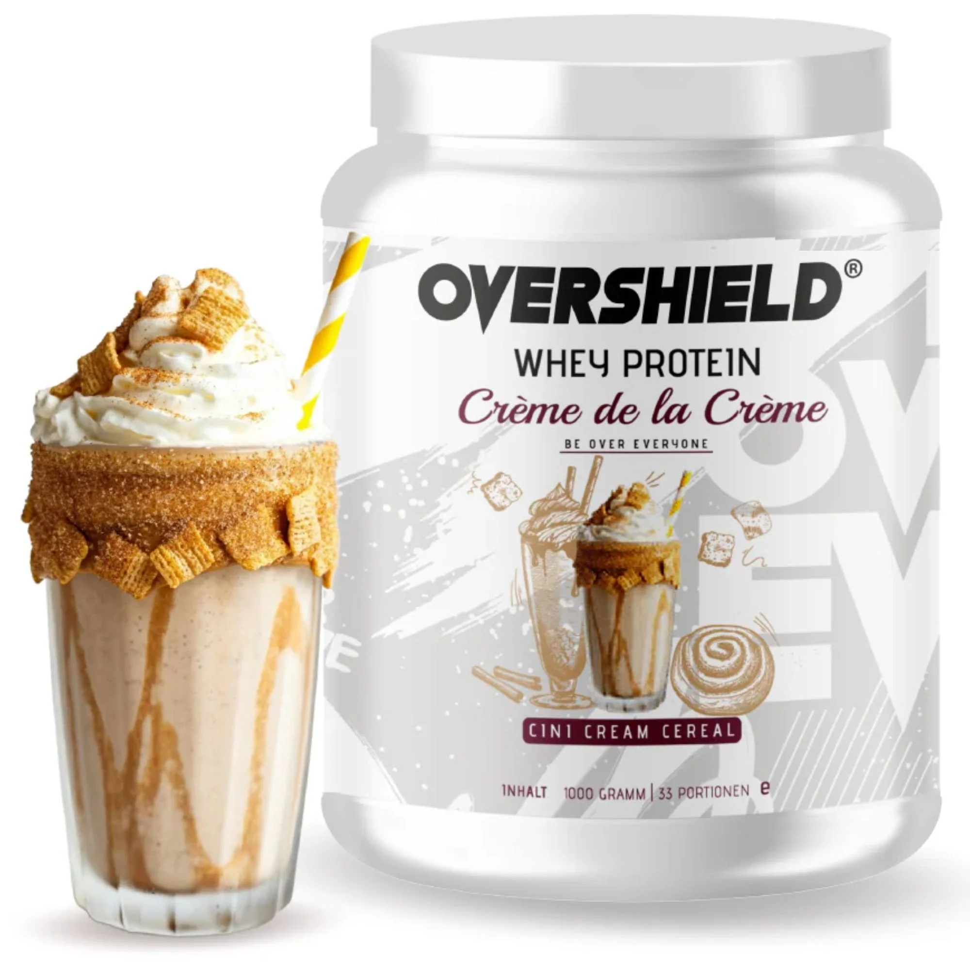 Overshield Crème de la Crème Whey Cini Cream Cereal - kremowe deserowe białko, odżywka WPC & WPI smak Płatków Cynamonowych - Image 2
