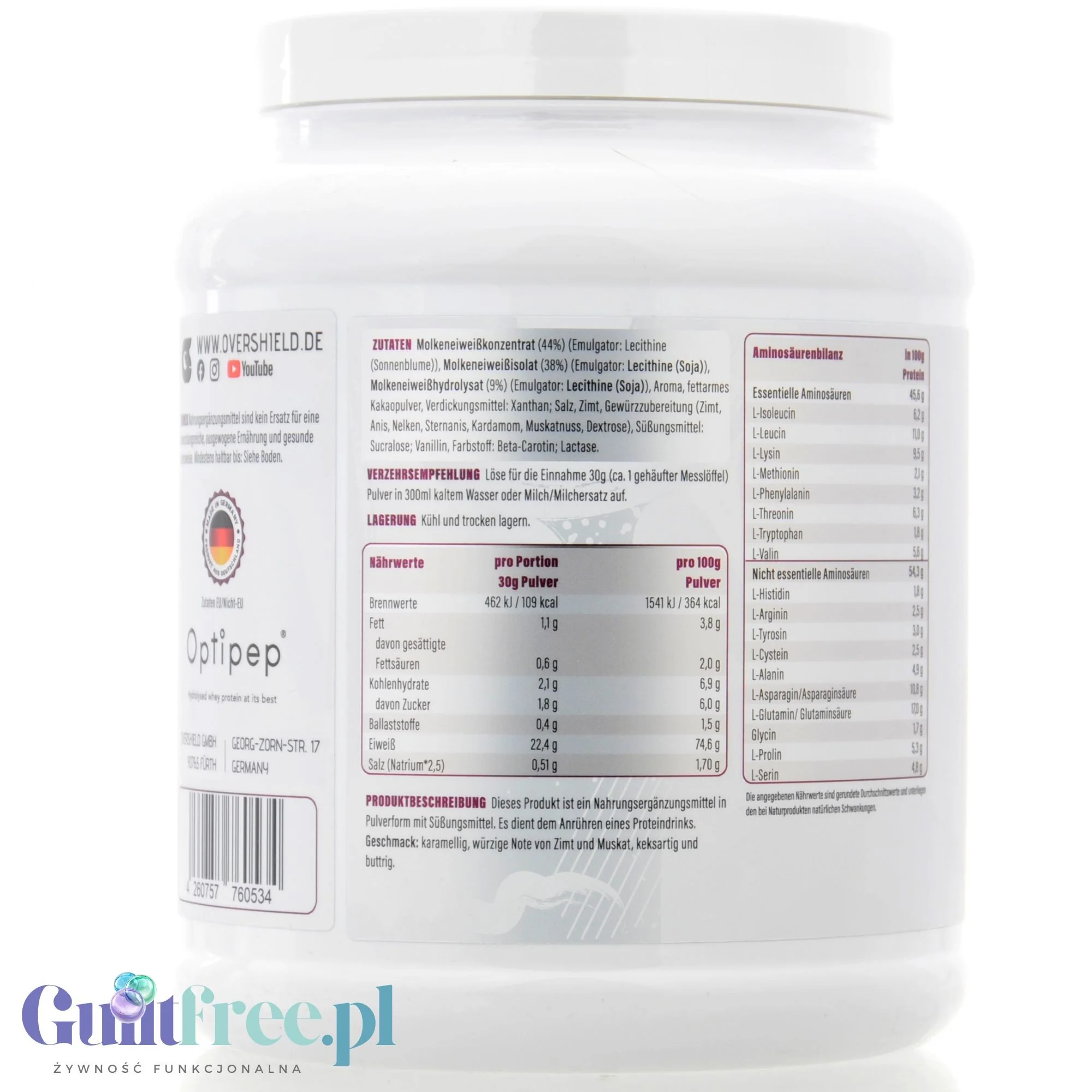 Overshield Crème de la Crème Whey Speculatius Biscuit - kremowe deserowe białko, odżywka WPC & WPI smak Ciasteczek Speculos - Image 3