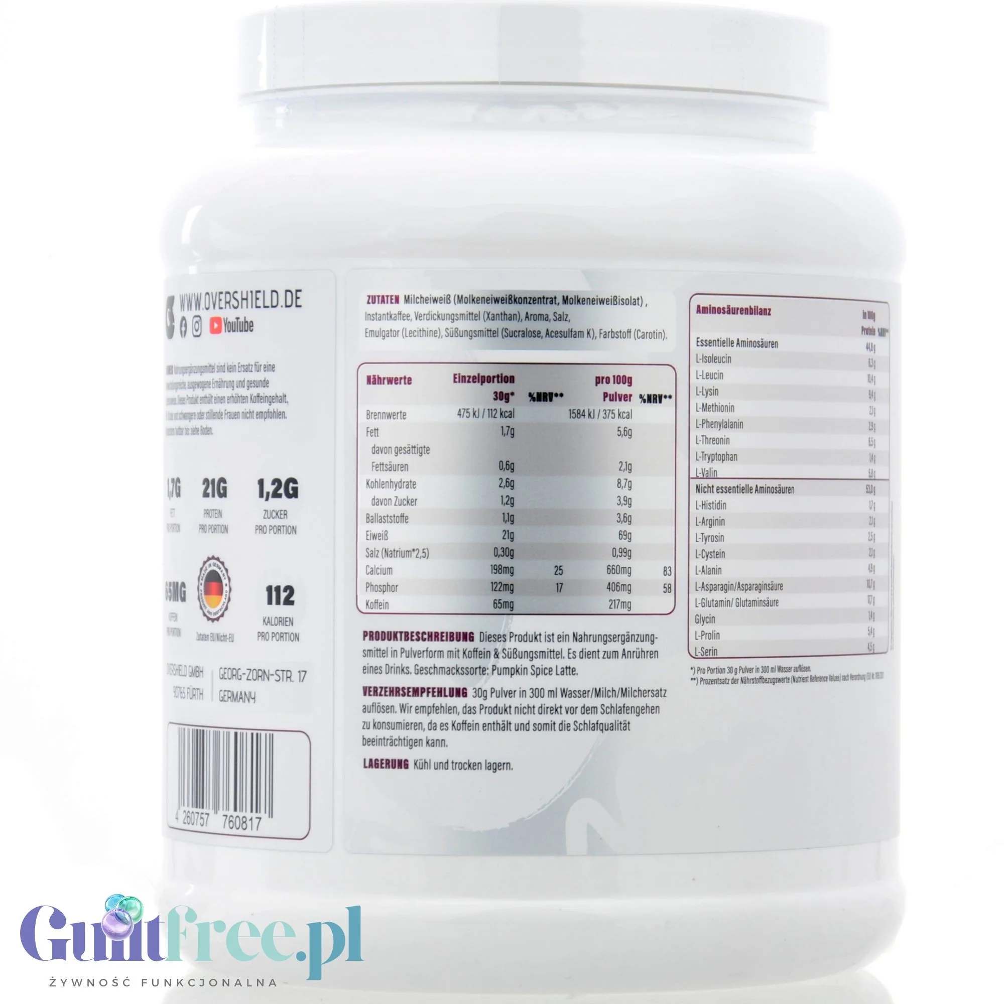 Overshield Whey Protein L’Over Protéiné Milky Honey - kremowe deserowe białko, odżywka WPC & WPI smak Mleko z Miodem - Image 5